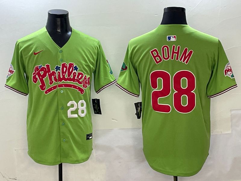 Men Philadelphia Phillies 28 Bohm Green Five generations Nike 2025 MLB Jersey style 2